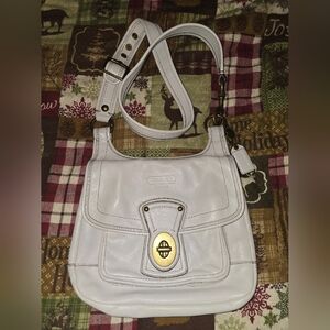 Coach Legacy Crescent Hippie Vachetta White Leather Saddle Crossbody